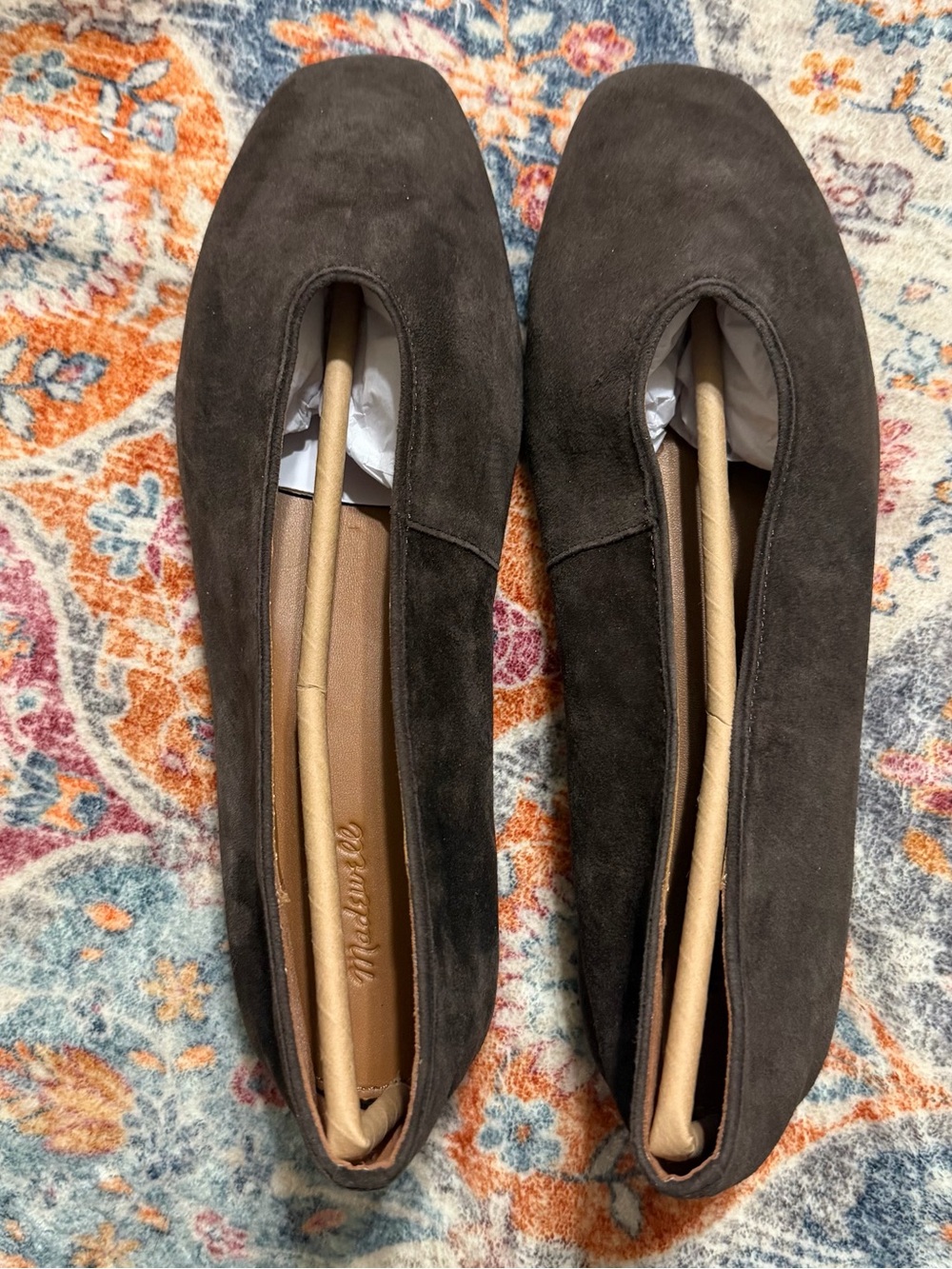 Madewell Dark Brown Suede Square-Toe Slip-On Flats